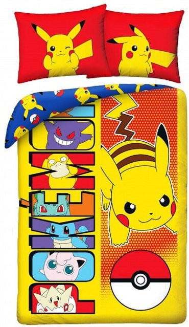 Pokémon Bettwäsche Set aus atmungsaktiver Baumwolle in Multicolour, bestehend aus Bettbezug und Kissenbezug, B/H: 140 x 200 cm - Bild 1