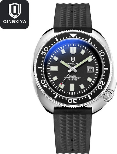 QINGXIYA Armbanduhr, Quarz, Silikon, Schwarz, Herren - Bild 1