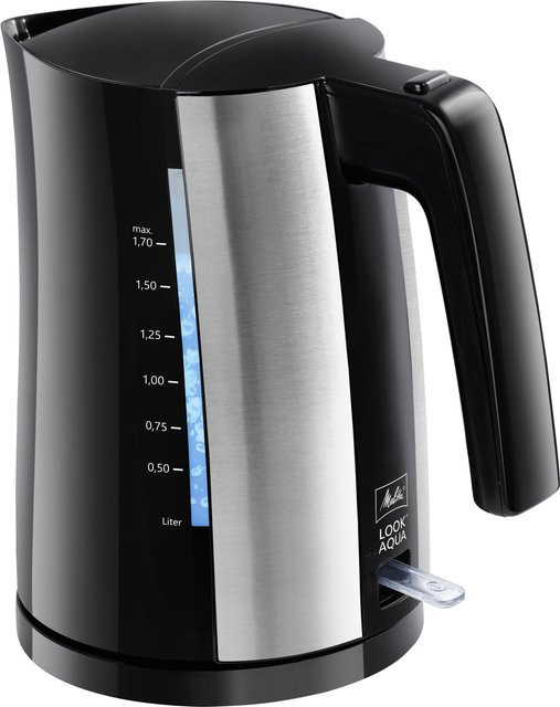 Melitta Look Aqua Wasserkocher Schwarz/Silber aus Edelstahl mit 1,7 l Volumen und 2400 W Leistung - Bild 1