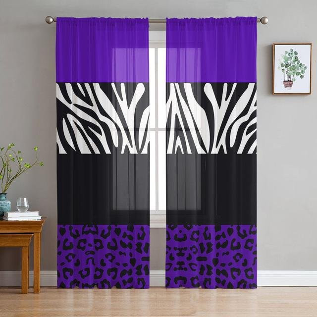 Transparente Voile-Vorhänge mit schwarz-weißen Streifen von A Family Of Home Textiles, Breite: 135 cm, Höhe: 114 cm - Bild 1