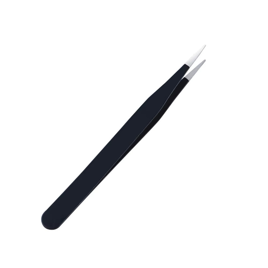 2er-Set Präzisions-Antistatik-Pinzette aus Metall in Schwarz mit gerader und gebogener Spitze für Elektronik und 3D-Druck - Bild 2