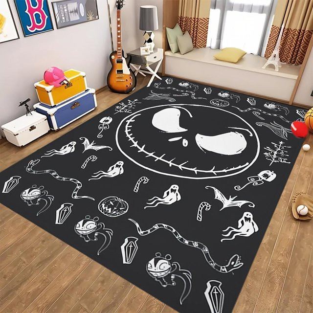 Miniso Nightmare Before Christmas Flanellmatte in Weiß und Schwarz, B/L: 80 x 120 cm - Bild 1
