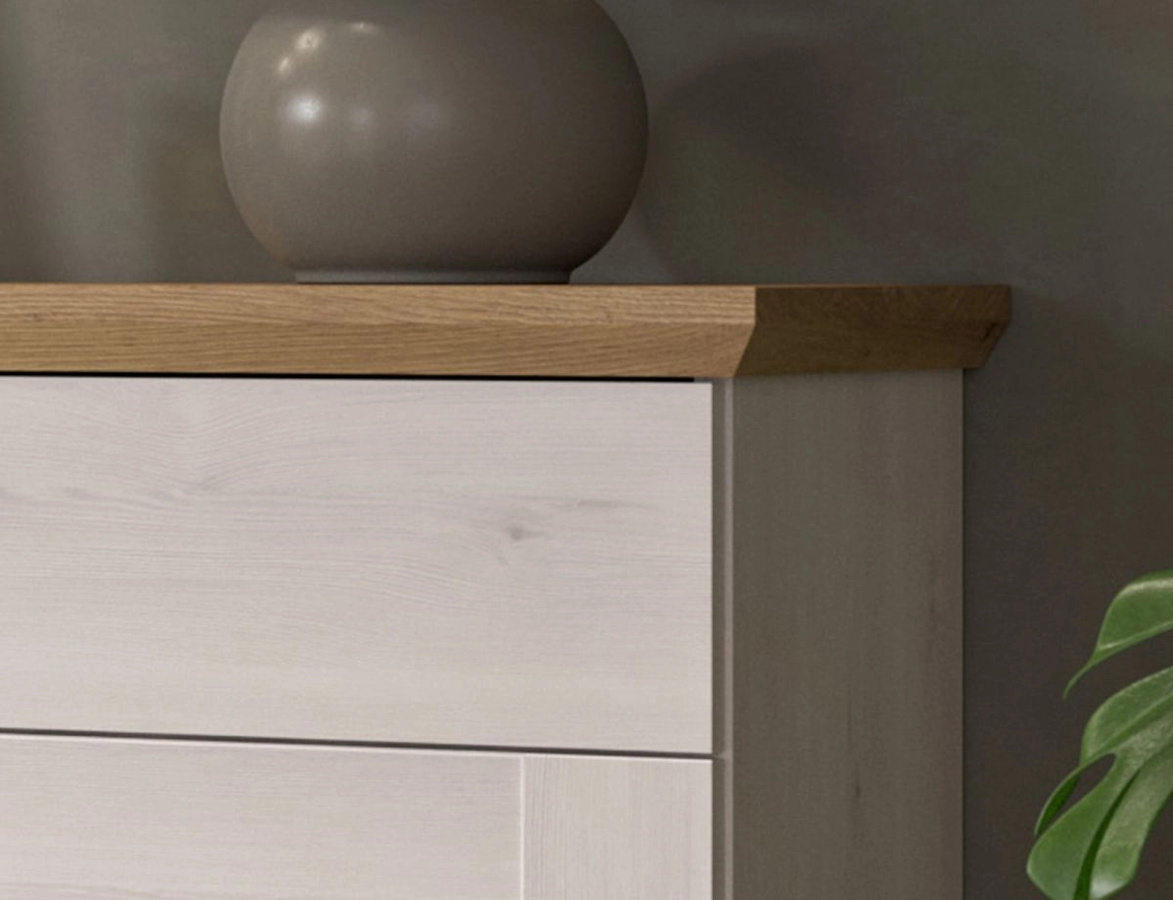 Inn.Furn Kommode Mirano Landhausstil in Weiß mit Lärche und Eiche Artisan, Höhe: 95 cm - Bild 3