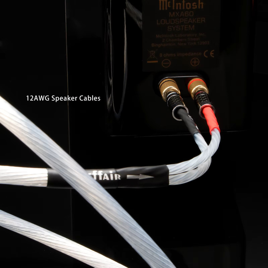 Preffair 7N OCC versilberte Biwire-Lautsprecherkabel 2B auf 4B mit Carbonfaser-Stecker in Silber - Bild 5