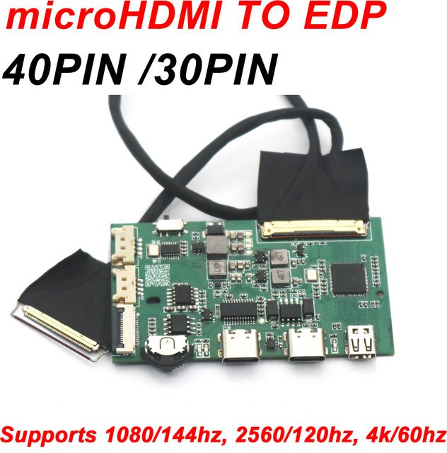 DykbRadio HDMI zu EDP Treiberplatine mit 40-Pin Anschluss für LCD Bildschirme, unterstützt 2K und 4K Auflösungen mit 60Hz, 120Hz und 144Hz, Farbe: Grün - Bild 1