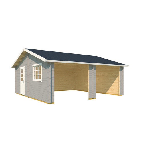 Lasita Maja Doppel-Holzgarage Falkland in Lichtgrau mit Außenmaßen B/T: 628,6 x 635 cm - Bild 3