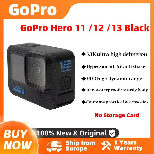 GoPro HERO 11/12/13 Black Action Camera mit HyperSmooth 6.0, 5.3K 60fps und 27MP Sportkamera - Bild 1