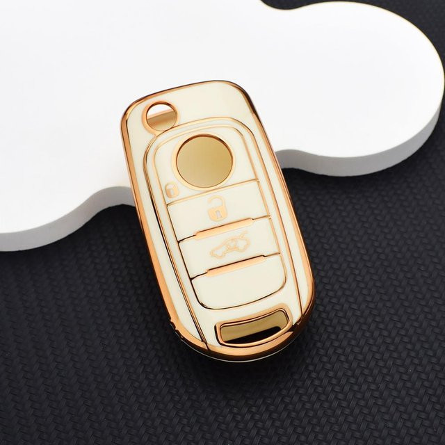 TPU Flip Schlüsselhülle mit Schlüsselanhänger für FIAT Tipo Toro Nuovo Freedom 500X Doblo Argo Grazie in Gold - Bild 1