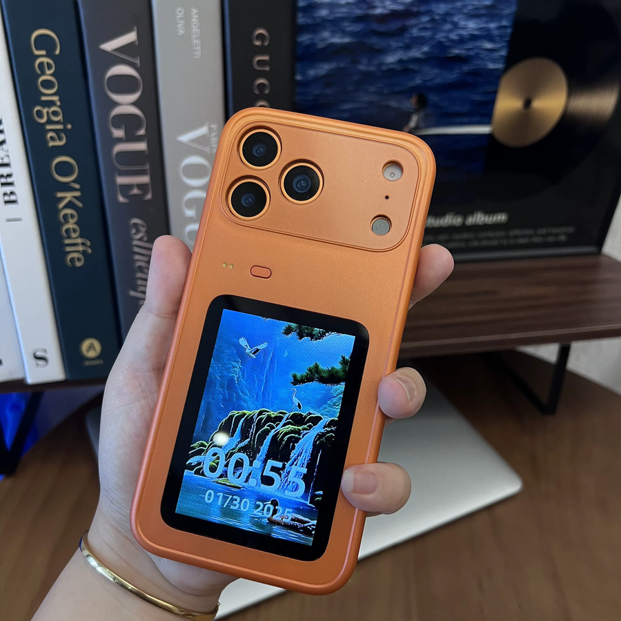 Smarte Handyhülle mit LCD-Touchscreen-Rückseite für iPhone 17 Pro Max, 16 Pro, 15, 14, 13 in Schwarz - Bild 2