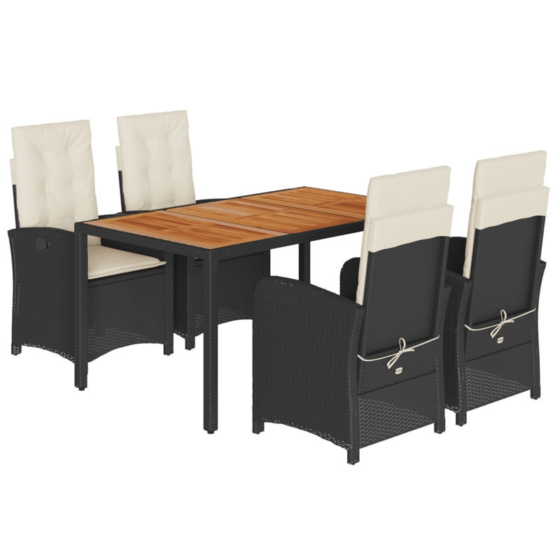 Vidaxl Gartenmöbel-Set aus Polyrattan mit 5 Teilen und Kissen, Schwarz - Bild 2