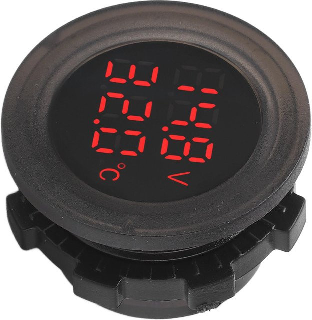 KaiSai Dual-Display-Temperatur-Voltmeter in Schwarz, wasserdichtes Auto-Thermometer mit klarem Display - Bild 1