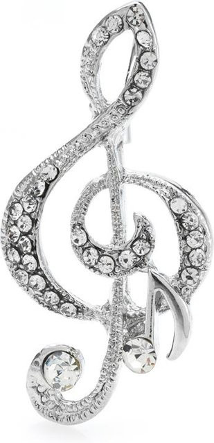 Wuli&baby Brosche Musiknoten, Strass, Unisex, weiß - Bild 1