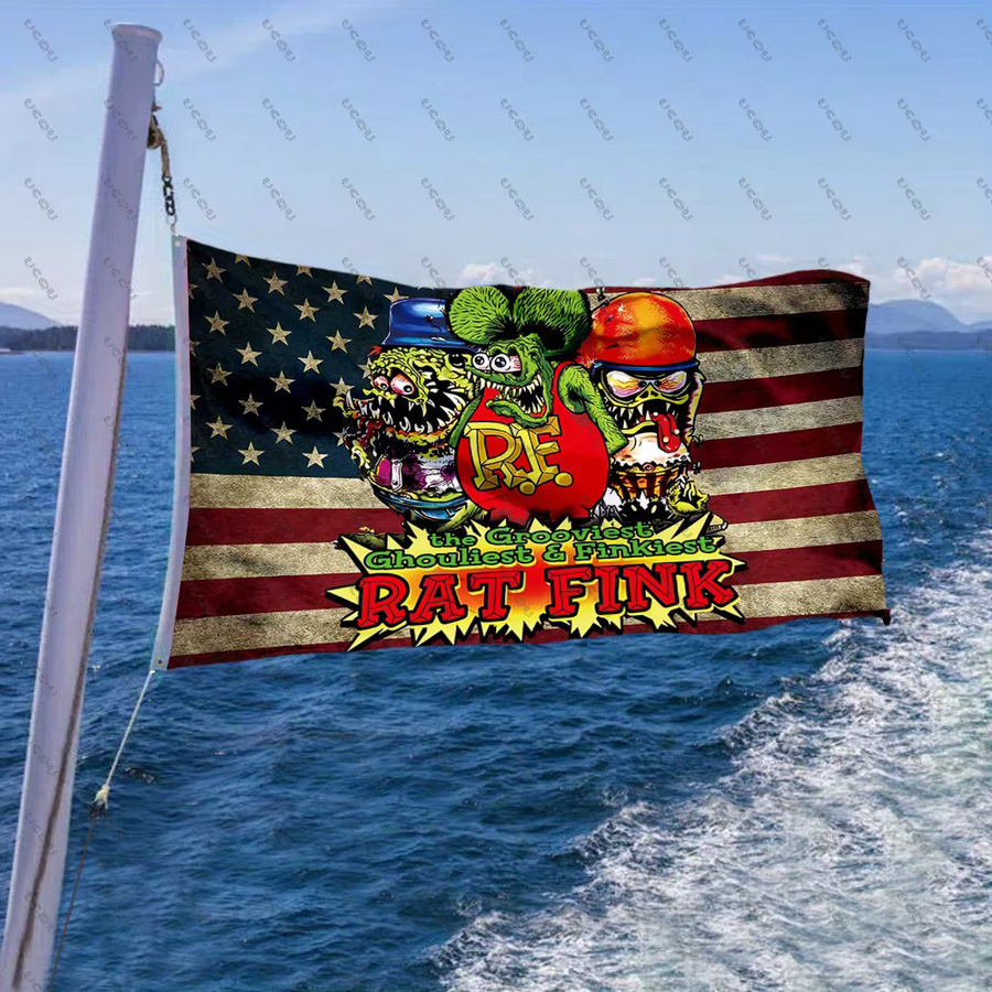 Dekorativer R-Rat F-Fink Meme Wandteppich in Multicolour, Rechteckiges Textil-Banner für Schlafzimmer und Wohnheim, B/H: 60 x 40 cm - Bild 5
