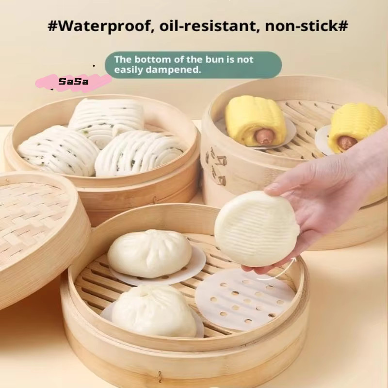 YOWEI Einweg-Silikonölpapier rund, antihaftbeschichtet und dampfbeständig, weiß - Bild 2
