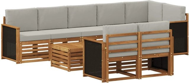 vidaXL Sofagarnitur aus Massivholz Akazie in Braun mit Latten-Design und reversiblem Sitz - Bild 1