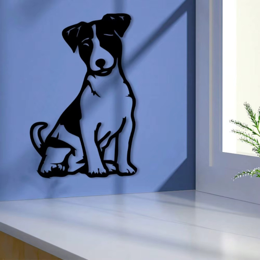 CIFBUY Vintage Jack Russell Terrier Wandkunst aus Metall in Schwarz - Bild 3