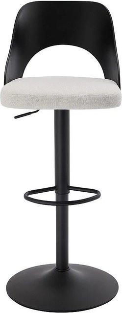 Vente-unique Barhocker Lirvono in Schwarz und Cremefarben mit Metallgestell und Stoffbezug, Breite: 44 cm - Bild 1