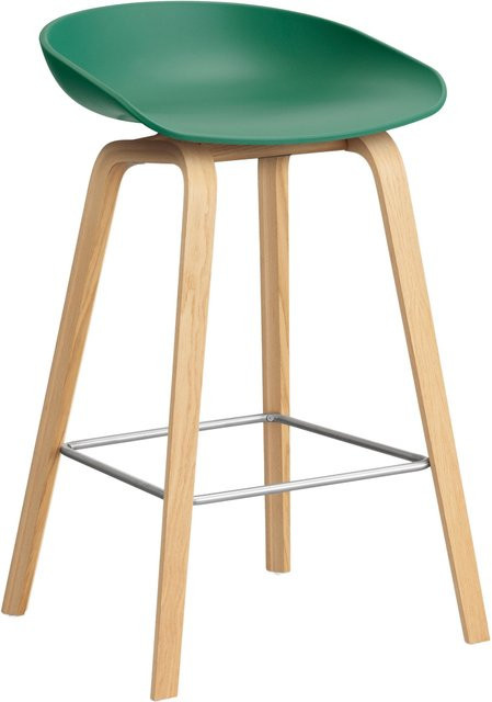 HAY About A Stool AAS 32 Hocker in Grün mit Eichenholz oder Walnussholz und Polypropylen - Bild 1