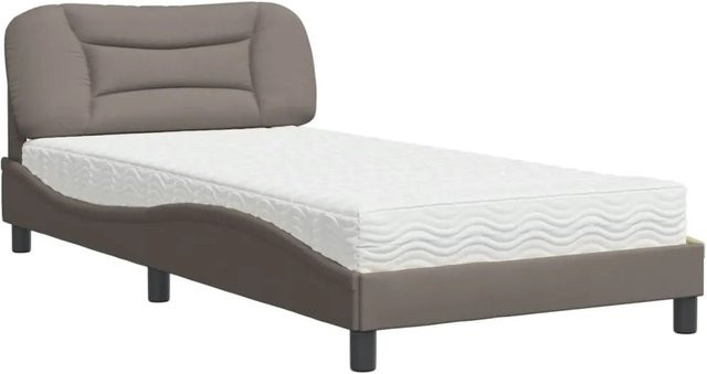 vidaXL Bett Hvar mit Matratze in Taupe aus Stoff und Kiefernholz B/T: 100 x 200 cm - Bild 1