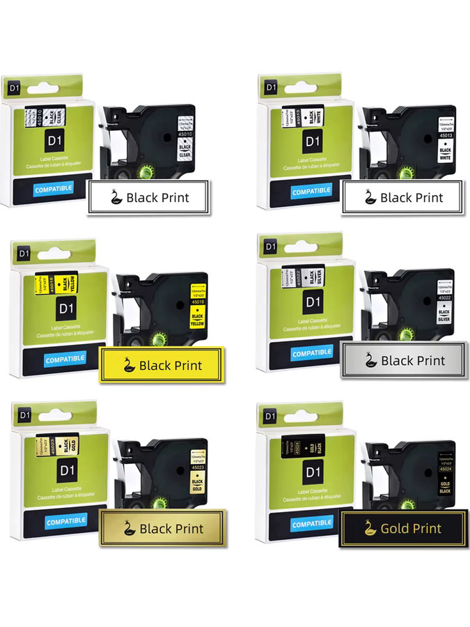 Kompatible Dymo Labelbänder für Labelmanager LM160 und 210D, Thermoband in Schwarz und Weiß, erhältlich in 6mm, 9mm, 12mm, 19mm und 24mm - Bild 4