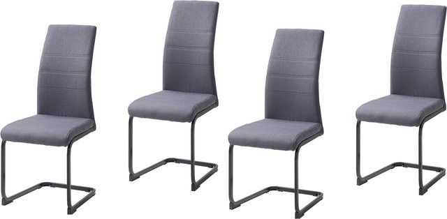 HTI-Line Schwingstuhl SallyP Grau 4er Set aus Stoff und Metall - Bild 1