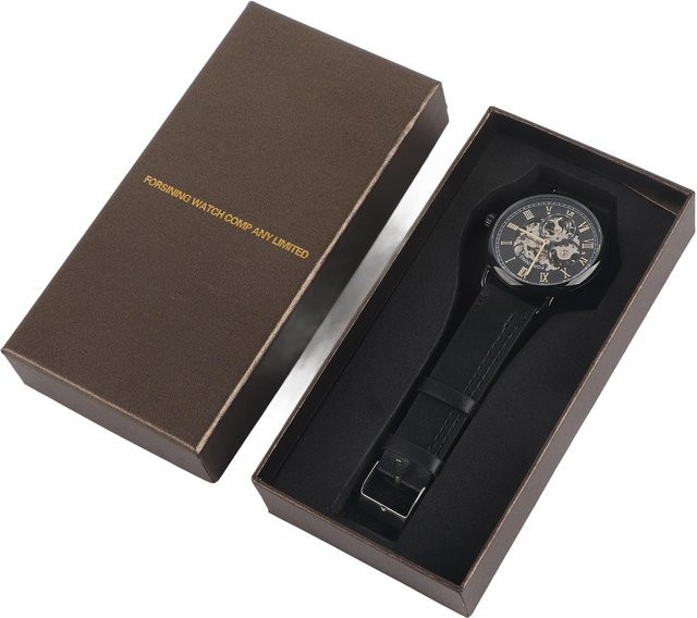 FORSINING Armbanduhr, Automatik, Edelstahl, Leder, Schwarz, Herren - Bild 1