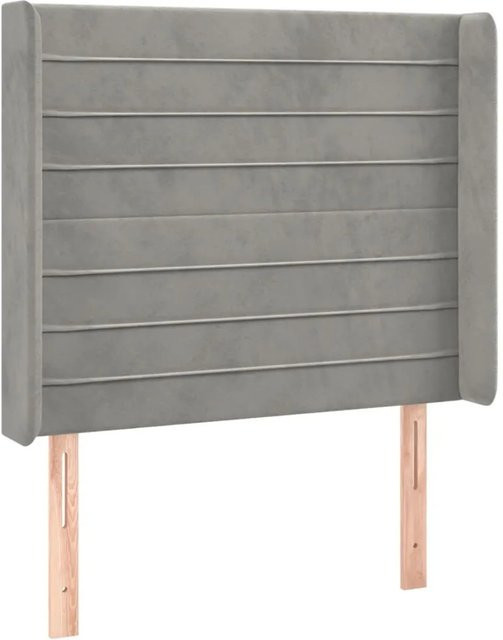vidaXL LED Kopfteil aus Samt in Hellgrau mit USB-Ladeanschluss und integrierter Beleuchtung B: 93 cm, T: 16 cm, H: 118-128 cm - Bild 1