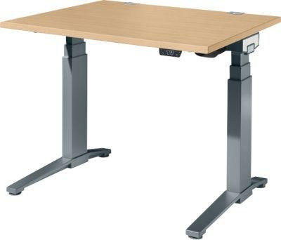 Schäfer Shop Genius ERGOSTYLE S Schreibtisch elektrisch höhenverstellbar, Rechteck, C-Fuß mit Memory Master, Ahorn/anthrazit, B: 120 cm, T: 80 cm, H: 63,5-130,5 cm - Bild 1