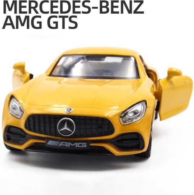 Mercedes-Benz AMG GTS Automodell, Spielzeugauto, Maßstab 1:36, Gelb - Bild 1