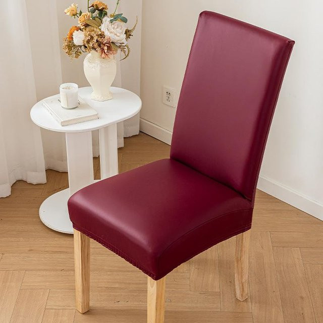 Yiran Furniture Leder Stuhlbezug für Esszimmerstühle, wasserabweisend, ölfest und rutschfest, einfarbig, Größe: Breite 50-60 cm - Bild 1