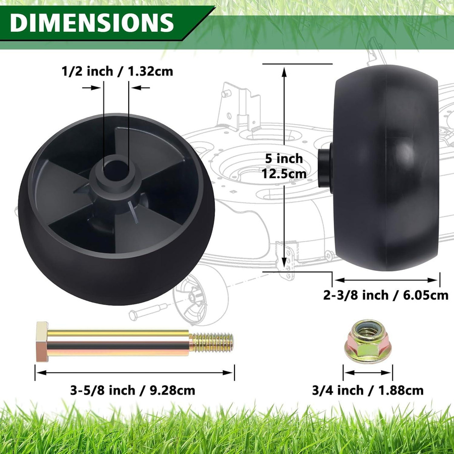 SHTAZKIA 2er-Pack Rasenmähermähwerk Höhenräder Ersatzset mit Schrauben für Cub Cadet 734-04155 und Toro 112-0677 72-025 210-275 aus Polypropylen - Bild 3