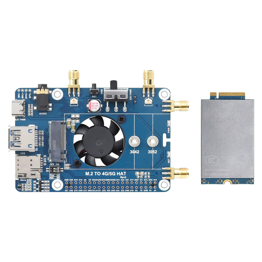 Waveshare RM500U-CN 5G HAT für Raspberry Pi mit Quad-Antennen, LTE-A und Multiband-Unterstützung für 5G, 4G und 3G - Bild 2