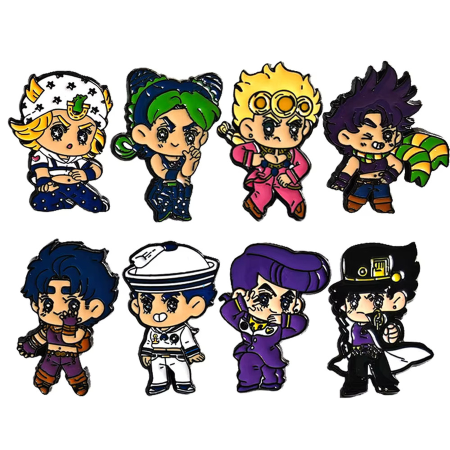 Bandai Anime JoJo Emaille-Pins, Chibi-Heldenfiguren, 8-teiliges Set - Bild 7