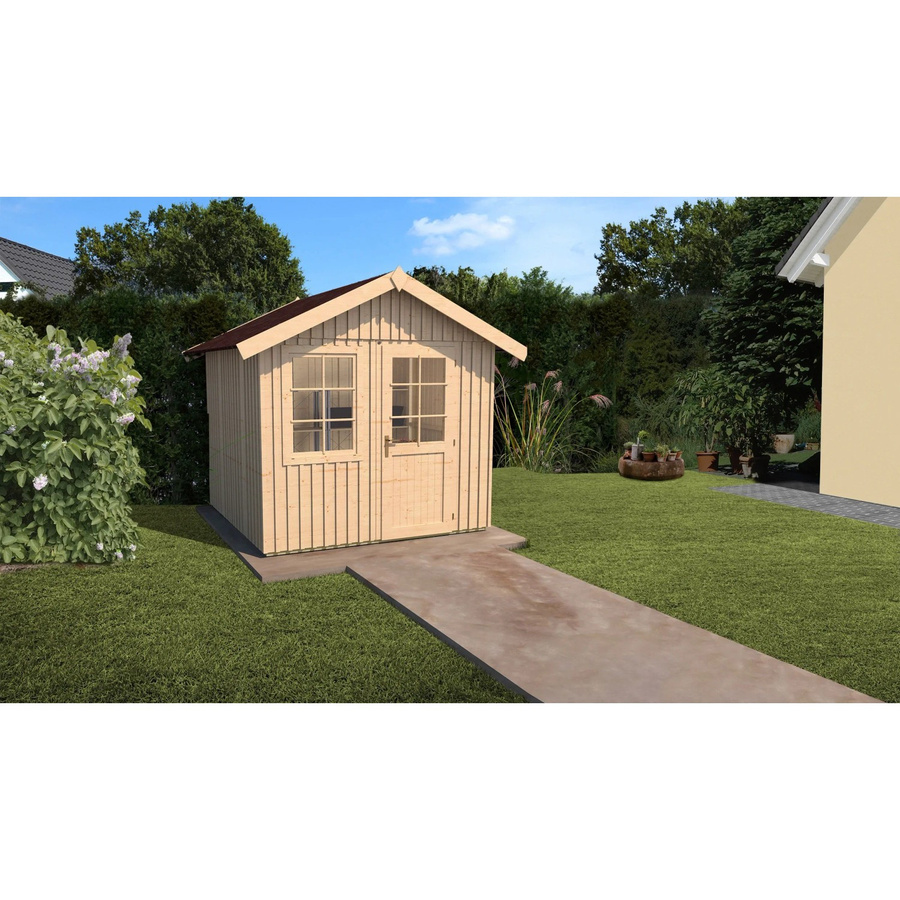 WEKA Schwedenhaus Gartenhaus Gr.2 aus Fichtenholz mit Satteldach in Beige, B/H/T: 368 x 272 x 295 cm - Bild 2