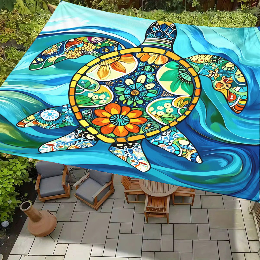 Schildkröten-Blumen-Geometrie Markise für den Außenbereich und Strand mit UV-Schutz, Grün/Mehrfarbig, Breite: 150 cm - Bild 5