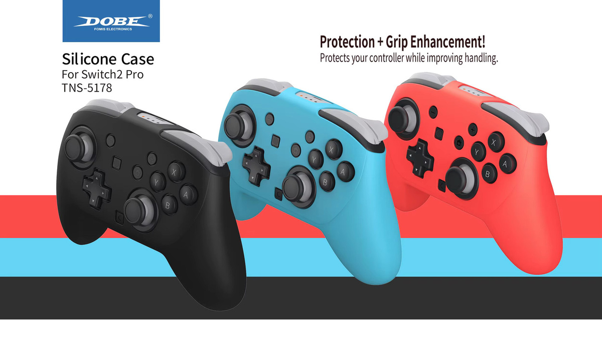 DOBE Ultradünne Silikonhülle TNS-5178 für Switch 2 Pro Controller in Schwarz und Multicolour zum Kratzschutz - Bild 3