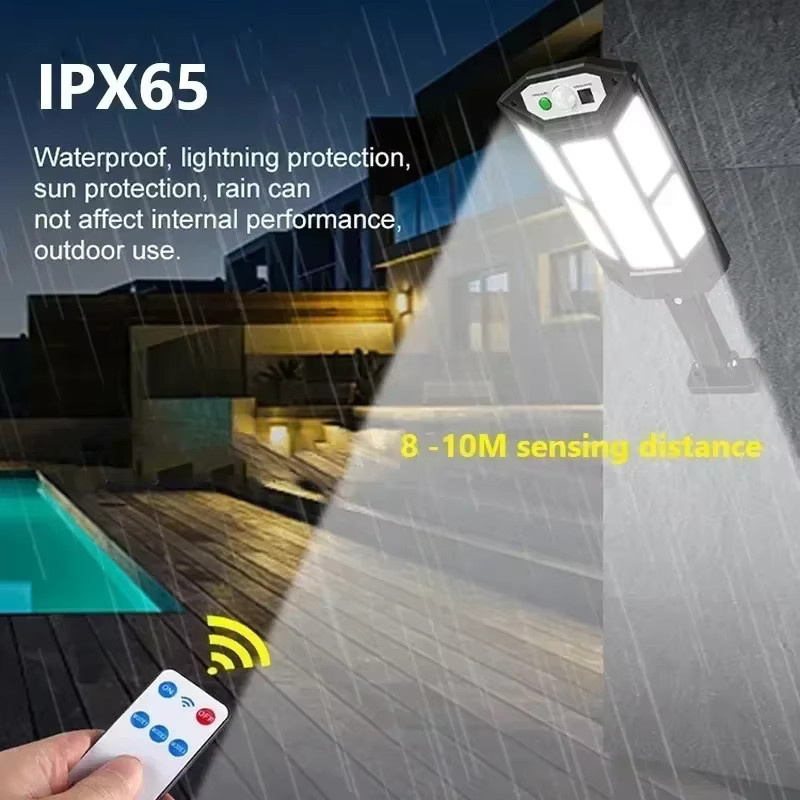 Schwarze Solar-LED-Laterne mit Bewegungsmelder und IP65 Wasserdichtigkeit für den Außenbereich, Cool White - Bild 6