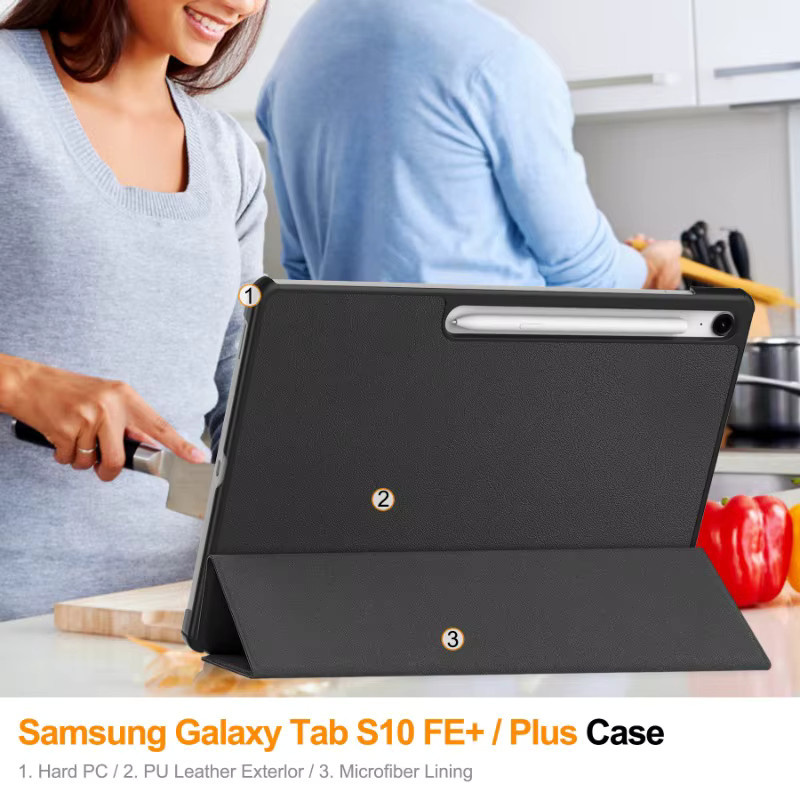 Smart Case für Samsung Galaxy Tab S10 FE Plus 13,1 Zoll (2025) SM-X620 mit klappbarem Ständer und Auto-Sleep Funktion in Schwarz - Bild 5