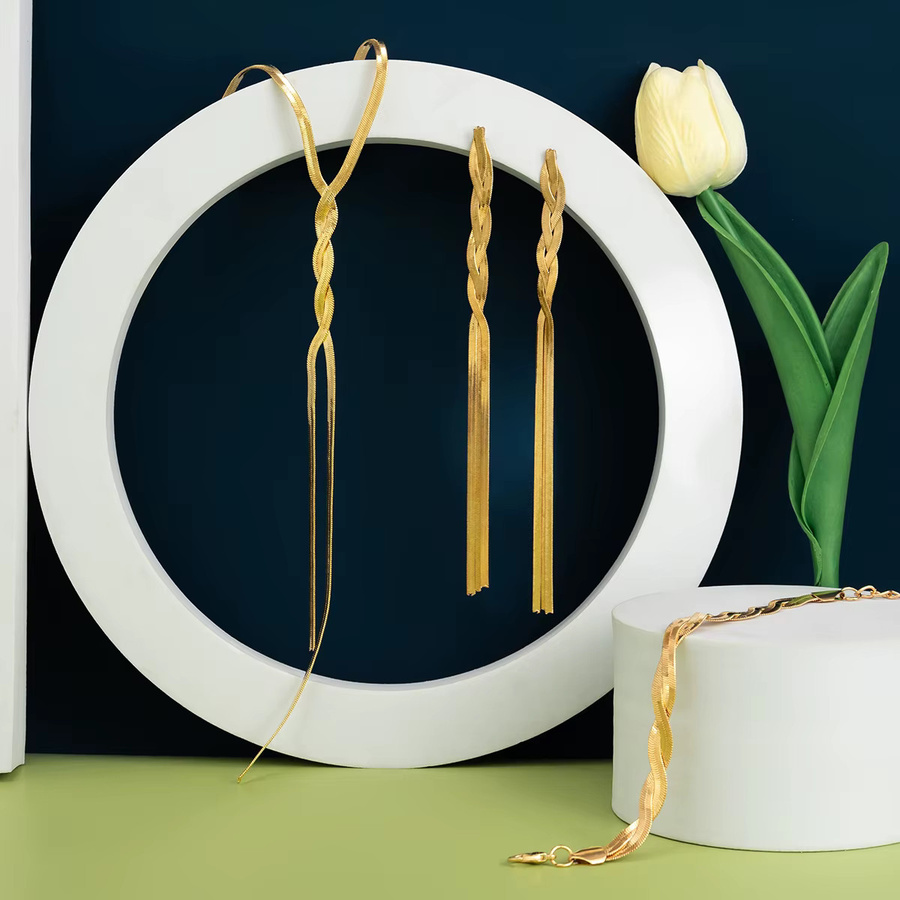 SHIXIN Halskette, Armband, Ohrringe, Gold, Damen - Bild 3