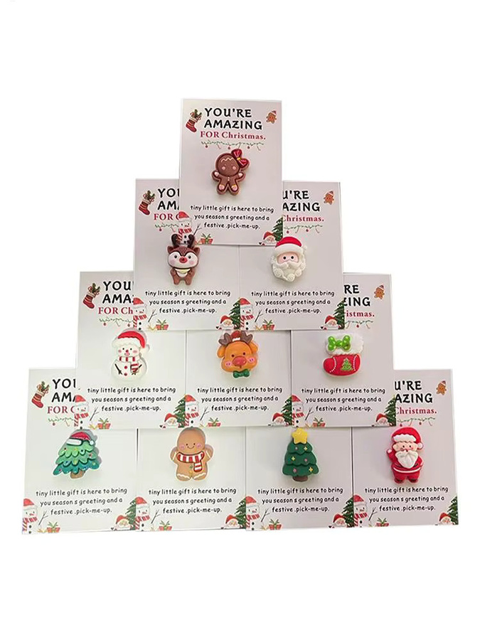 10 Stück Weihnachts-Mini-Umarmelkarten mit bunten Harzornamenten in Herzform als Grußkarten und Weihnachtsgeschenke - Bild 7