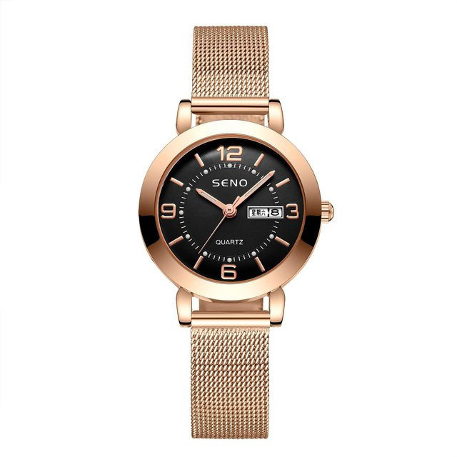 SENO Armbanduhr, Quarz, Edelstahl, Schwarz, Damen - Bild 1