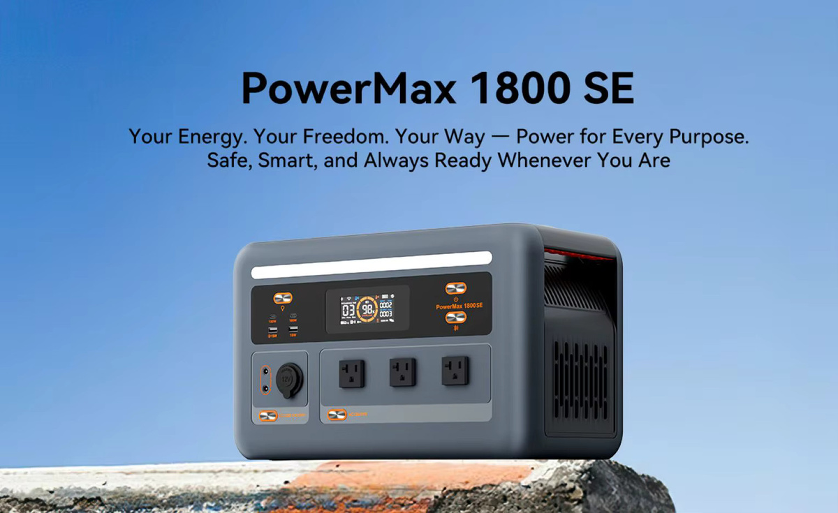 OSCAL PowerMax1800SE Tragbare Powerstation mit 1024Wh LiFePO4-Batterie und 1800W Solargenerator für Outdoor, Camping und Notstromversorgung - Bild 2