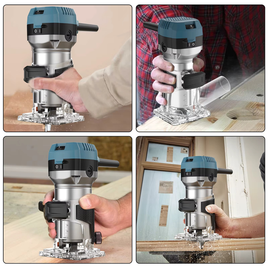 TKKEACE Elektrische Fräsmaschine mit 350W und 29000RPM, 6-Gang Handgeführter Holzkantenfräser Trimmer in Blau - Bild 2