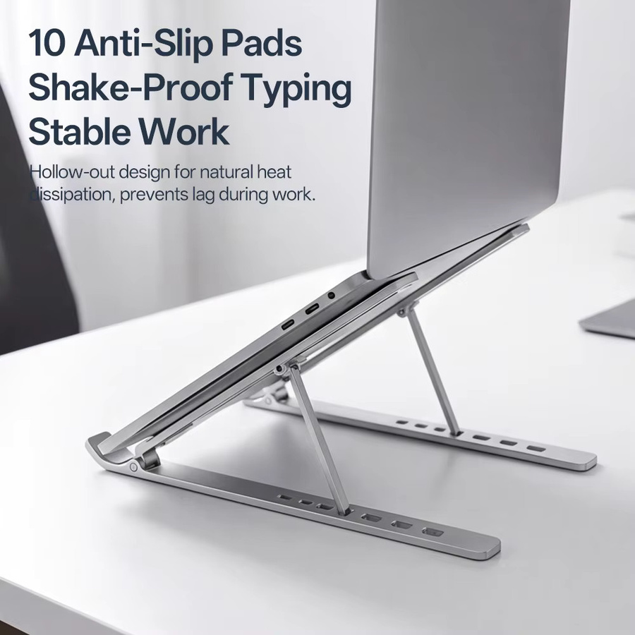 Tragbarer Laptop-Ständer aus Metall, faltbare Notebook-Halterung für Macbook Air Pro und Tablet, in Schwarz oder Silber - Bild 3