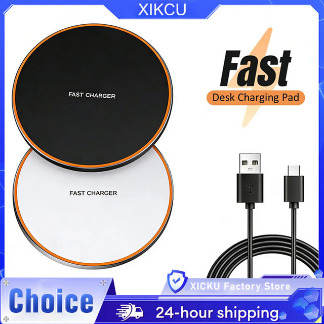 XIKCU Kabelloses Ladegerät mit LED-Licht für iPhone, AirPods Pro, Samsung und Xiaomi Smartphones, Schnelle Ladestation in Schwarz oder Weiß - Bild 1