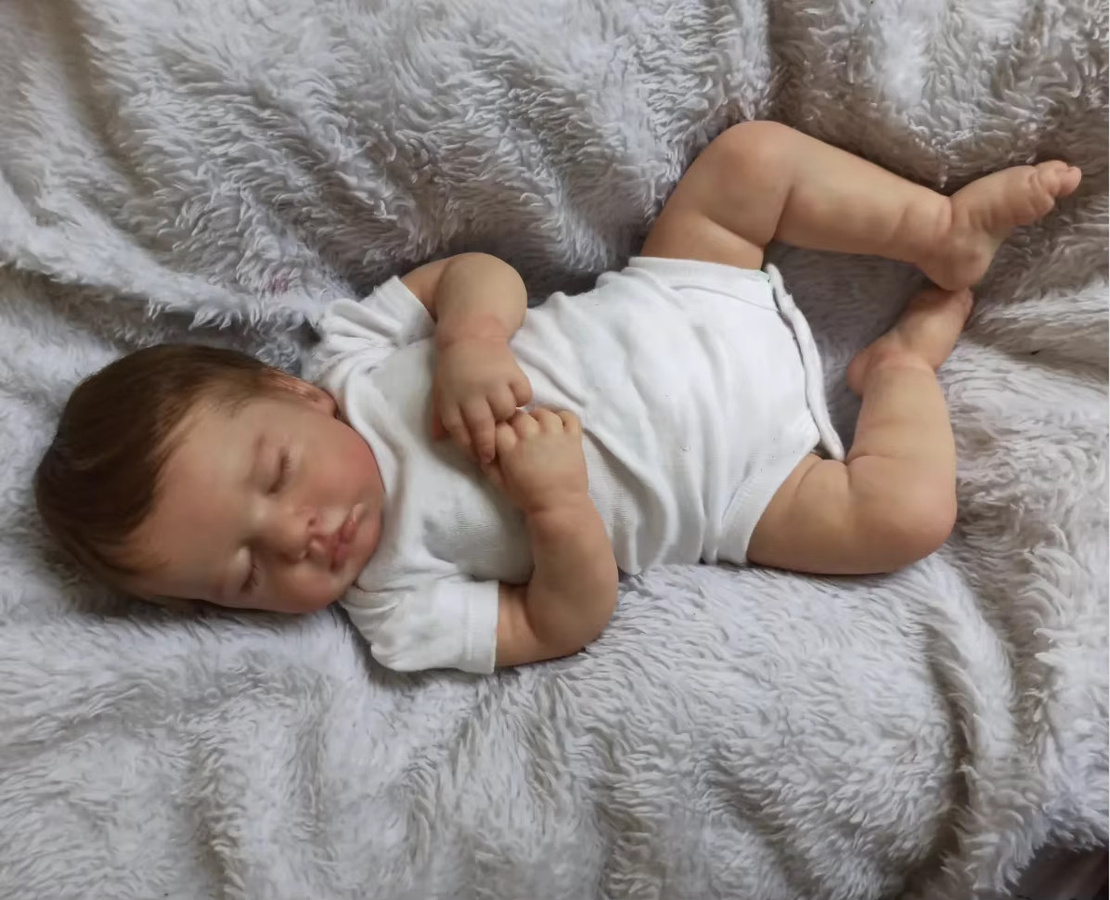 MRB Babypuppe, wiedergeborene Babypuppe, 19-Zoll, aus Vollvinyl oder Stoffkörper, handverwurzeltes Haar, 3D-Haut, sichtbare Adern - Bild 2