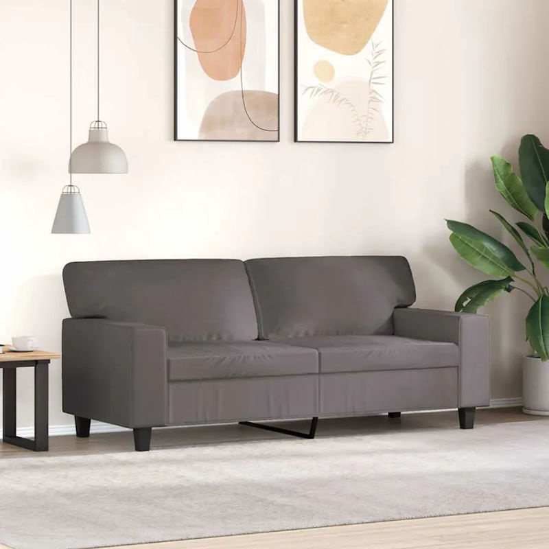 Vidaxl 2-Sitzer Sofa Modern in Grau aus Kunstleder mit Metallgestell, Breite: 140 cm - Bild 2
