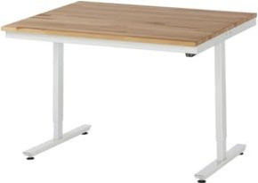 RAU Arbeitstisch Adlatus elektrisch höhenverstellbar mit geölter Buche-Massivplatte, Farbe: Buche/lichtgrau, B/T/H: 1250 x 1000 x 720-1120 mm - Bild 1