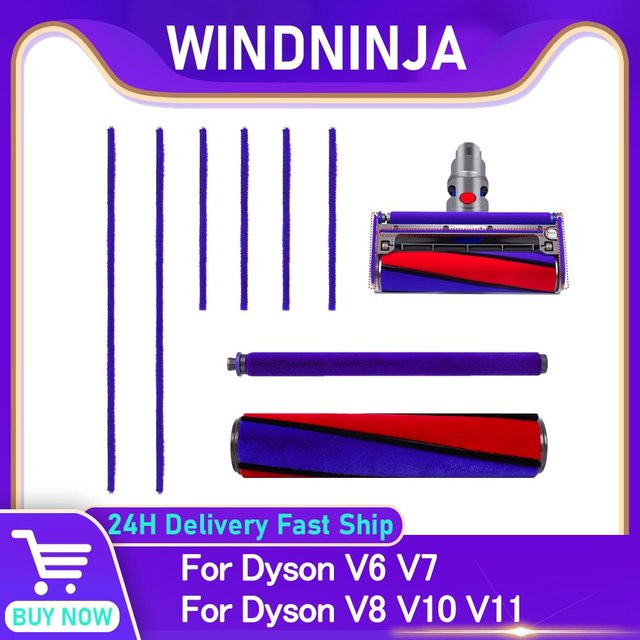 WINDNINJA Weicher Rollenpinsel als Ersatzzubehör für Dyson V6 V7 V8 V10 V11 Staubsauger mit Plüschstreifen für die Bodenreinigung - Bild 1