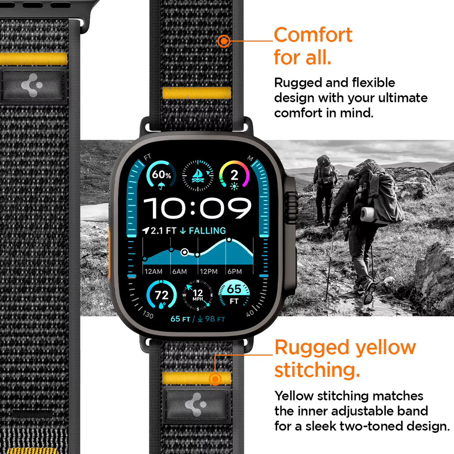 Spigen Lite Fit Ultra Strap Armband für Apple Watch in Grau, kompatibel mit Apple Watch Ultra 3/2/1 49 mm, 11/10 46 mm, 9/8/7 45 mm und SE3/SE2/6 44 mm - Bild 5